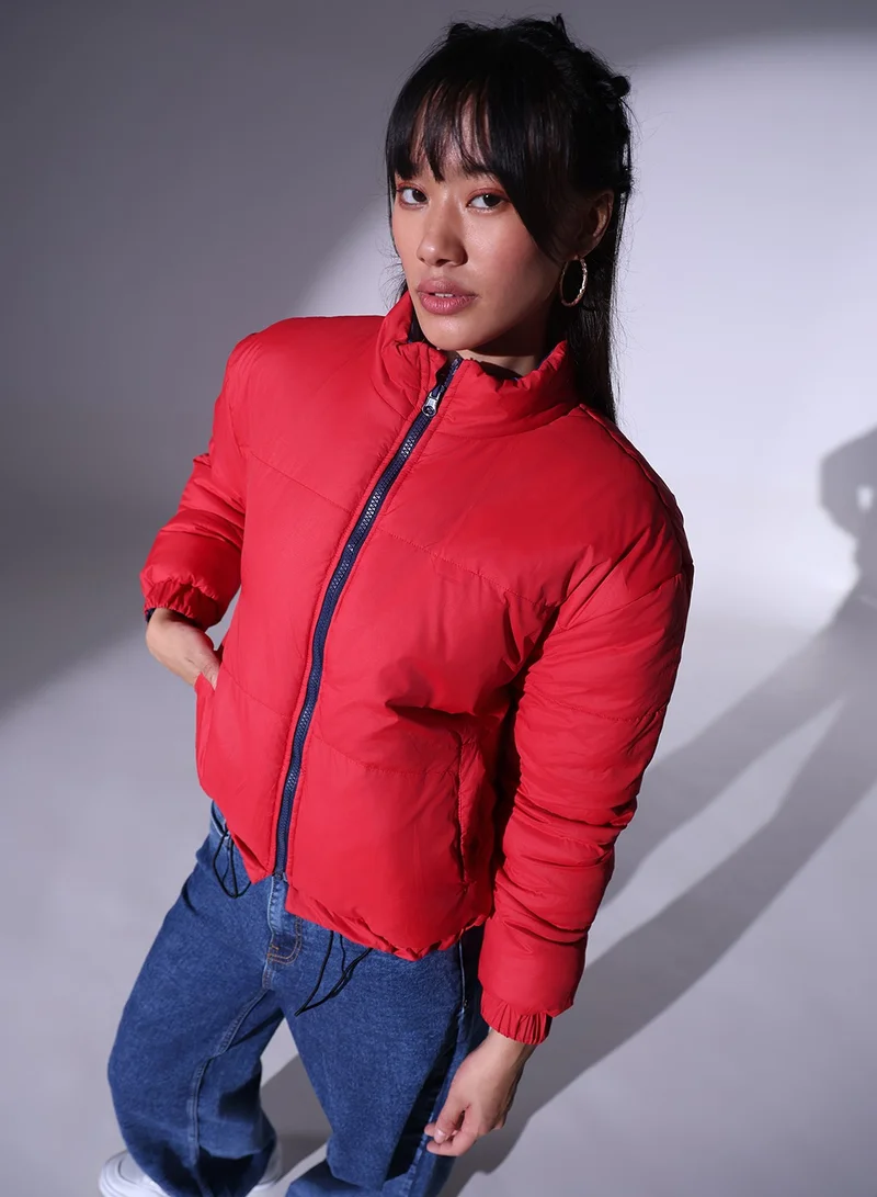 هوبرهولمي Women's Navy 100% Polyester Solid Pattern Regular Fit Jacket