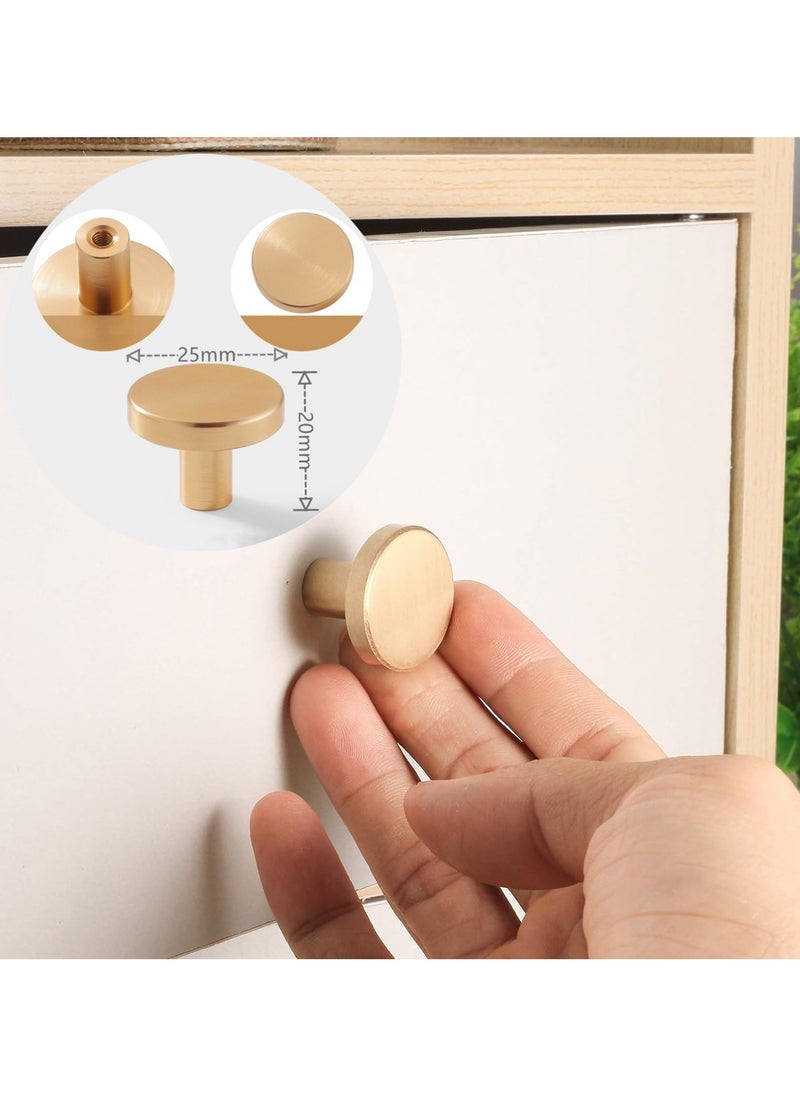 RTYY - 6 Pack Gold Cabinet Knobs, Gold Brushed Aluminum Alloy Dresser Knobs Drawer Pulls and Knobs Furniture Hardware Modern Round Knobs Gold Knobs Kitchen Cabinet Door Knob for Drawer, Cupboard, Wardrobe and Furniture Decoration - Image 1