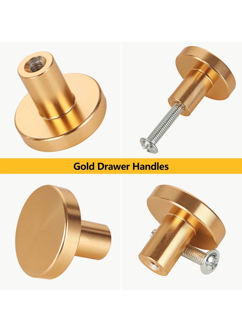 RTYY - 6 Pack Gold Cabinet Knobs, Gold Brushed Aluminum Alloy Dresser Knobs Drawer Pulls and Knobs Furniture Hardware Modern Round Knobs Gold Knobs Kitchen Cabinet Door Knob for Drawer, Cupboard, Wardrobe and Furniture Decoration - Image 1