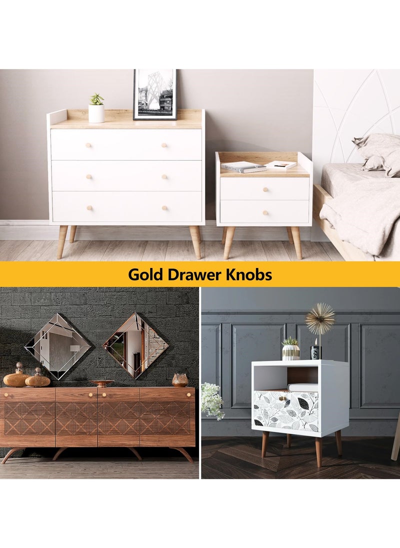 RTYY - 6 Pack Gold Cabinet Knobs, Gold Brushed Aluminum Alloy Dresser Knobs Drawer Pulls and Knobs Furniture Hardware Modern Round Knobs Gold Knobs Kitchen Cabinet Door Knob for Drawer, Cupboard, Wardrobe and Furniture Decoration - Image 1
