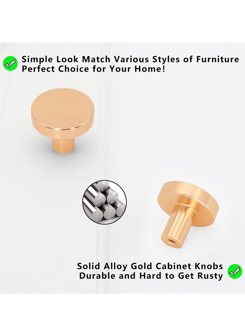 RTYY - 6 Pack Gold Cabinet Knobs, Gold Brushed Aluminum Alloy Dresser Knobs Drawer Pulls and Knobs Furniture Hardware Modern Round Knobs Gold Knobs Kitchen Cabinet Door Knob for Drawer, Cupboard, Wardrobe and Furniture Decoration - Image 1