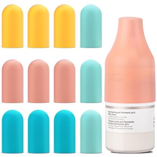 MERDTTES 12 Pack Silicone Bottle Covers, Travel Essentials for Women Men, Elastic Sleeves for Leak Proofing, Beach Vacation Essentials, Cruise Essentials 2026, Colorful Airplane Travels Accessories - Image 1