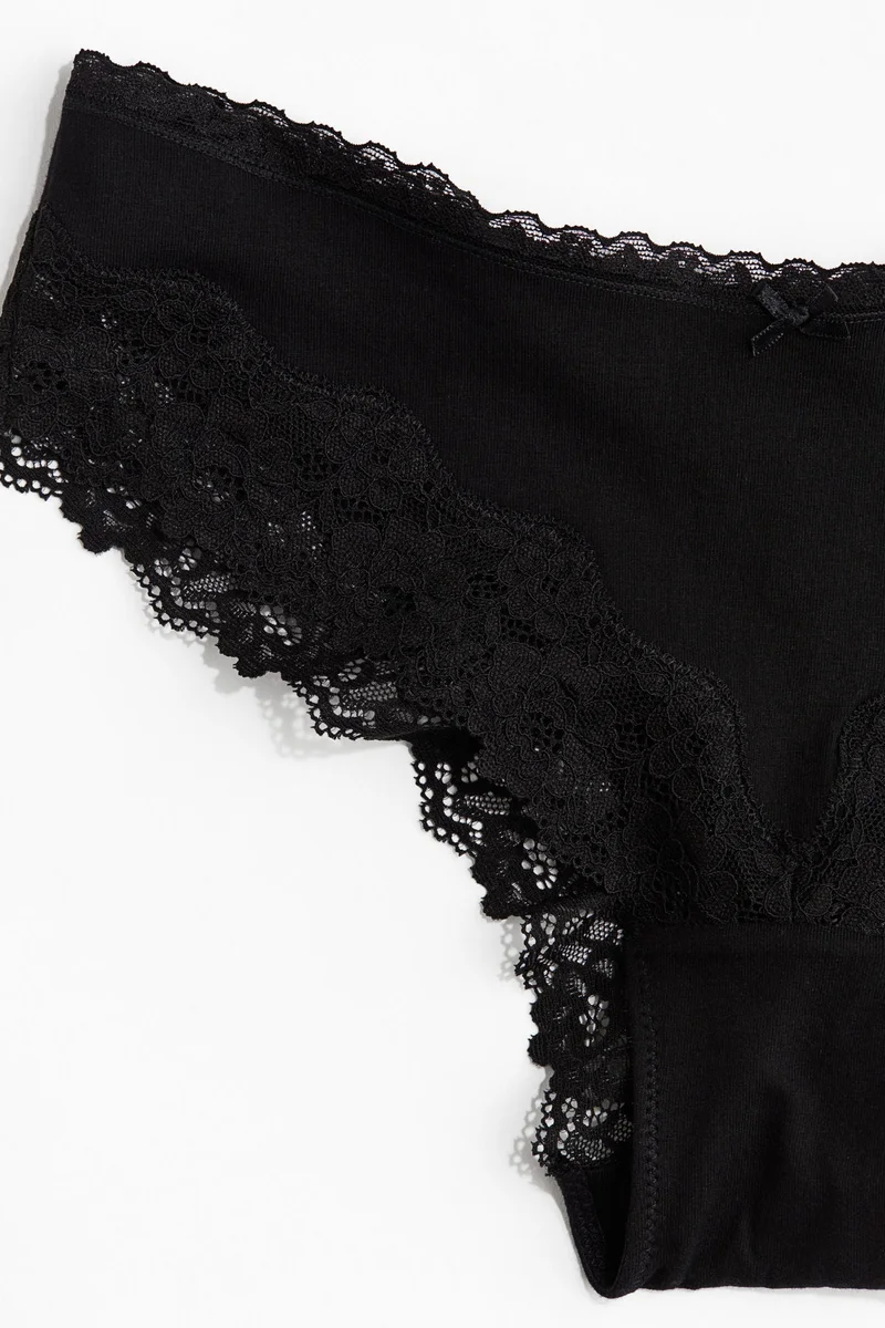 H&M 3-pack cotton and lace hipster briefs