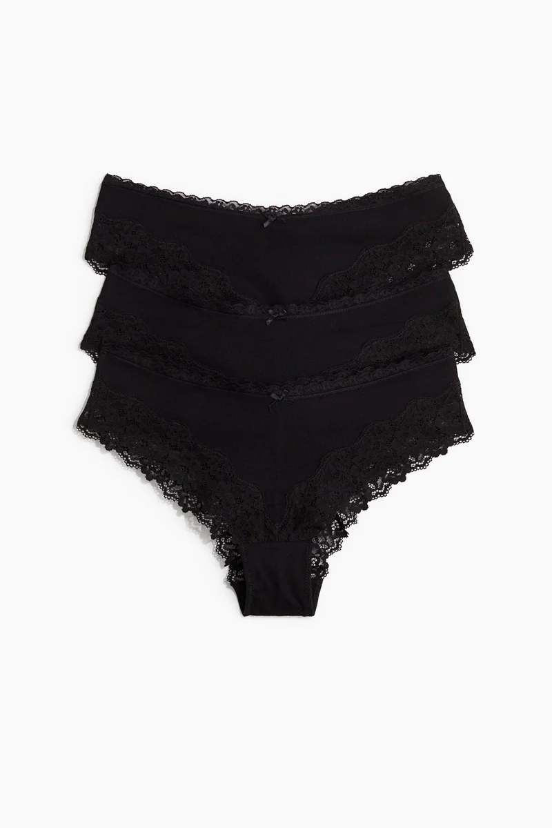 اتش اند ام 3-pack cotton and lace hipster briefs