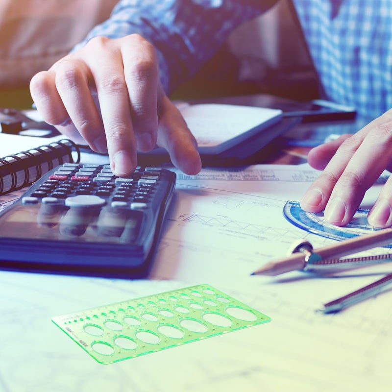 Shappy 6 Pieces Plastic Measuring Templates Building Formwork Stencils Geometric Drawing Rulers for Office and School Clear Green - Image 4