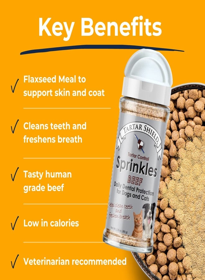 Tartar Shield Dental Sprinkles | Dog & Cat Food Topper Additive | Fights Tartar Plaque & Bad Breath Cleans Teeth & Gums | Pet Oral Health Support | USA Made | Low Calorie Human-Grade Beef - Image 3