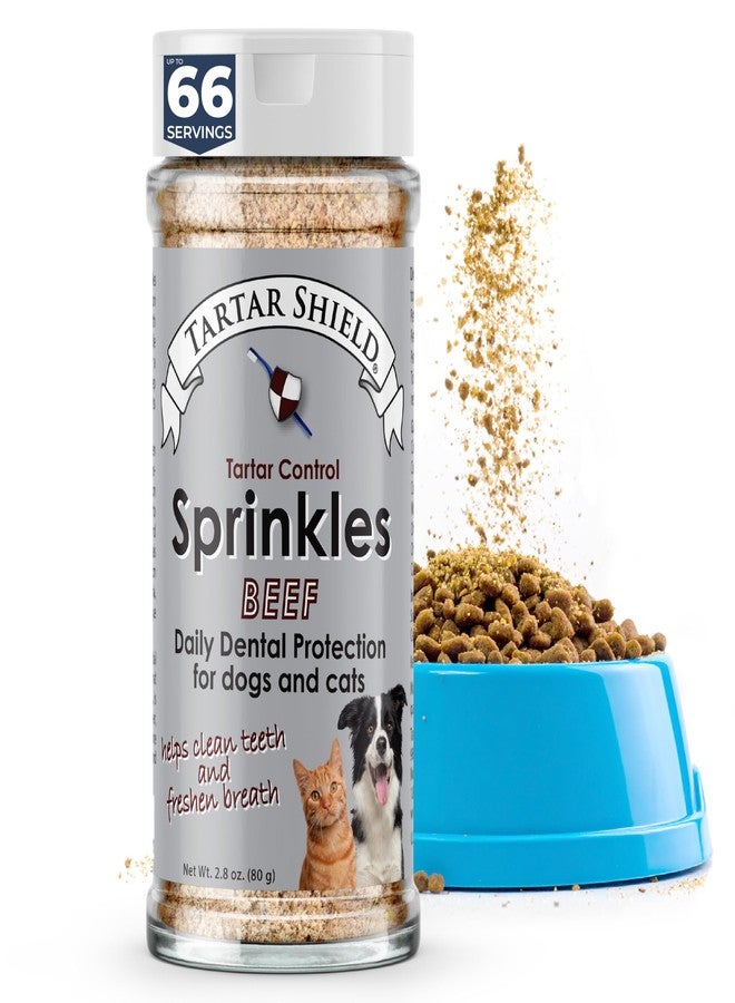 Tartar Shield Dental Sprinkles | Dog & Cat Food Topper Additive | Fights Tartar Plaque & Bad Breath Cleans Teeth & Gums | Pet Oral Health Support | USA Made | Low Calorie Human-Grade Beef - Image 1