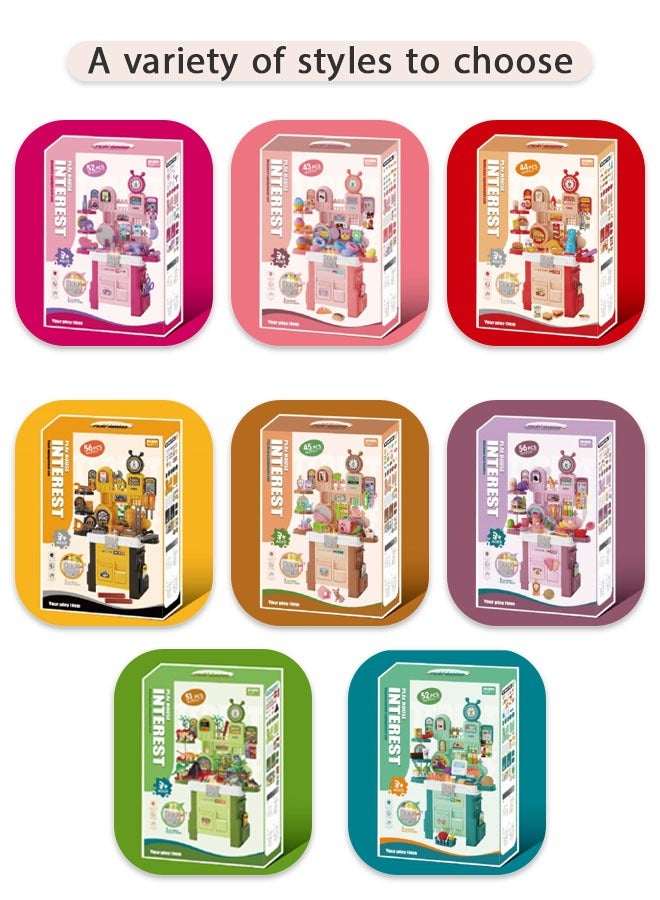 Kitchen Set Series, Kids Kitchen Playset, 56pcs Kid Play Kitchen with Realistic Lights and Various Accessories, Food Toys Kitchen with 3 Different Pieces of Music, Educational Toys for Boys Girls Toddlers Age - Image 3