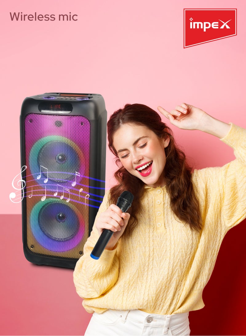 Impex Party Speaker With Wireless Mic 4000W(PMPO)Powerful Sound, Built-in DJ Lights, LED Display, Bluetooth/FM/USB/TWS Functions, Rechargeable Battery TS 1104 Black - Image 5