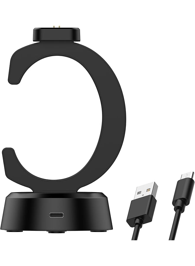 erorex Replacement Charging Dock Compatible With Redmi Watch 5 Active Watch 5 Lite Non Slip Silicone Stand Charger Base Holder Type C Extension Cord Cables Black  - Image 1