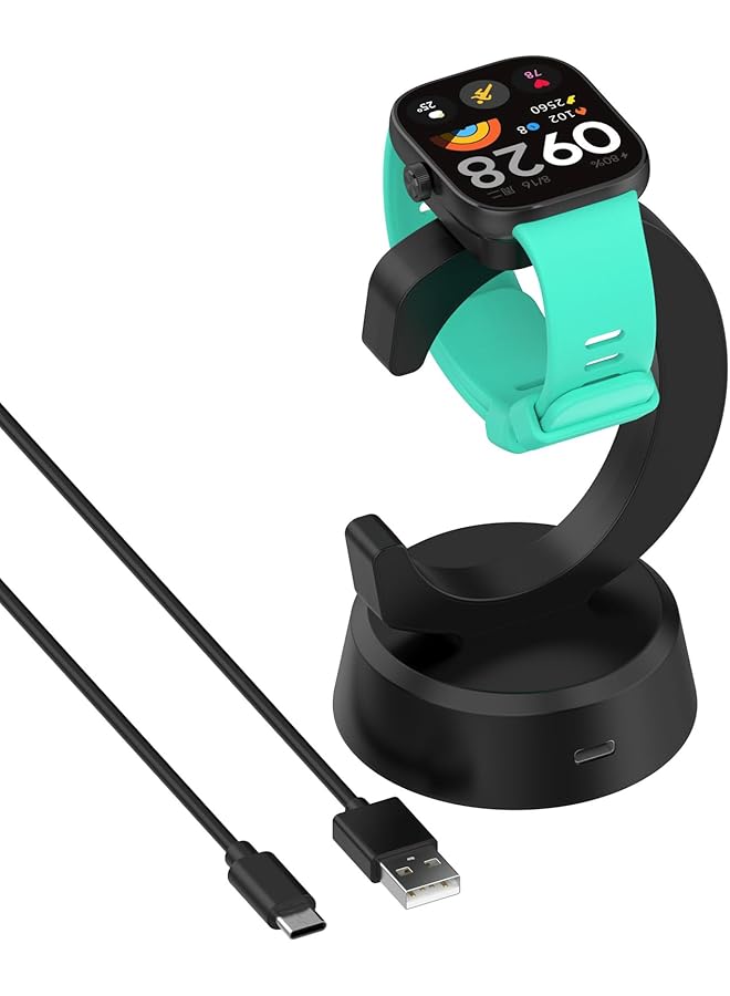erorex Replacement Charging Dock Compatible With Redmi Watch 5 Active Watch 5 Lite Non Slip Silicone Stand Charger Base Holder Type C Extension Cord Cables Black  - Image 4