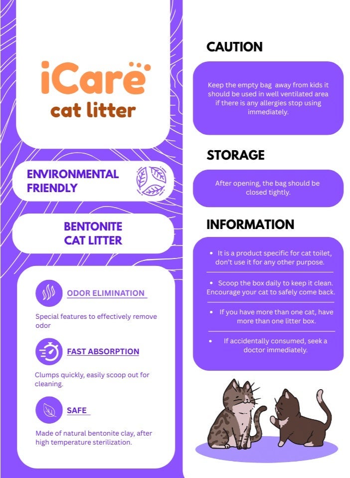 iCare Bentonite Cat Litter - Lavender Flavour - 10L - Image 3