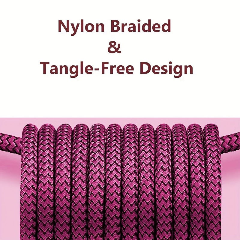 Rose Red 78.74 Inch USB C Cable Fast Charging Nylon Braided Cord - Image 4