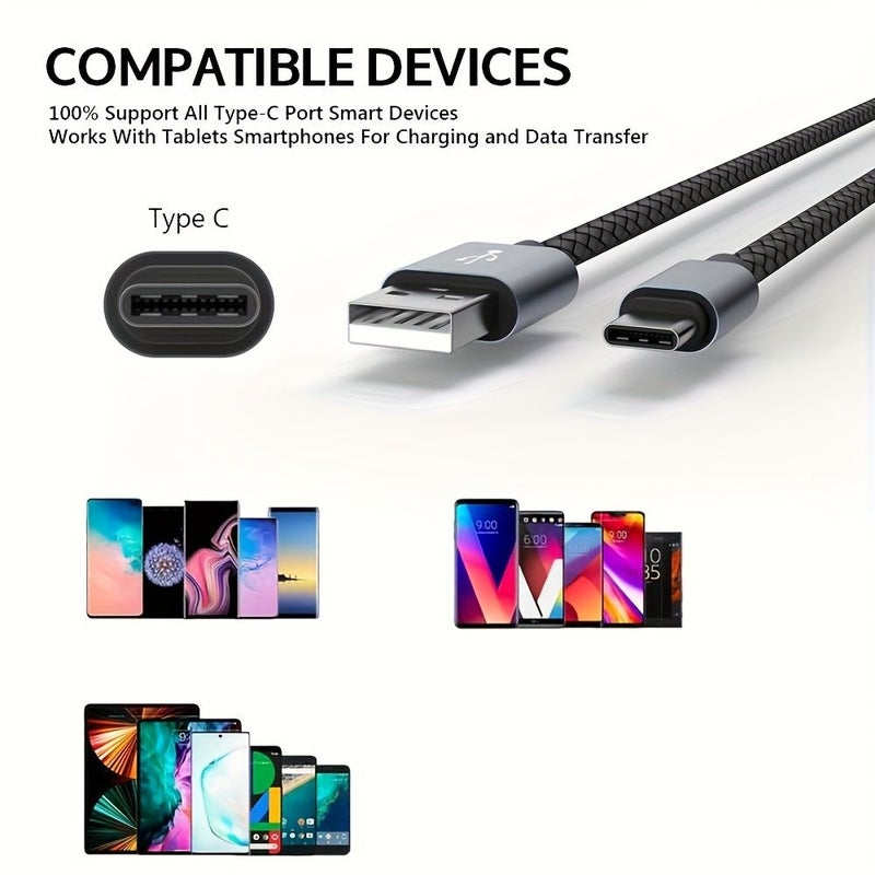 Rose Red 78.74 Inch USB C Cable Fast Charging Nylon Braided Cord - Image 5