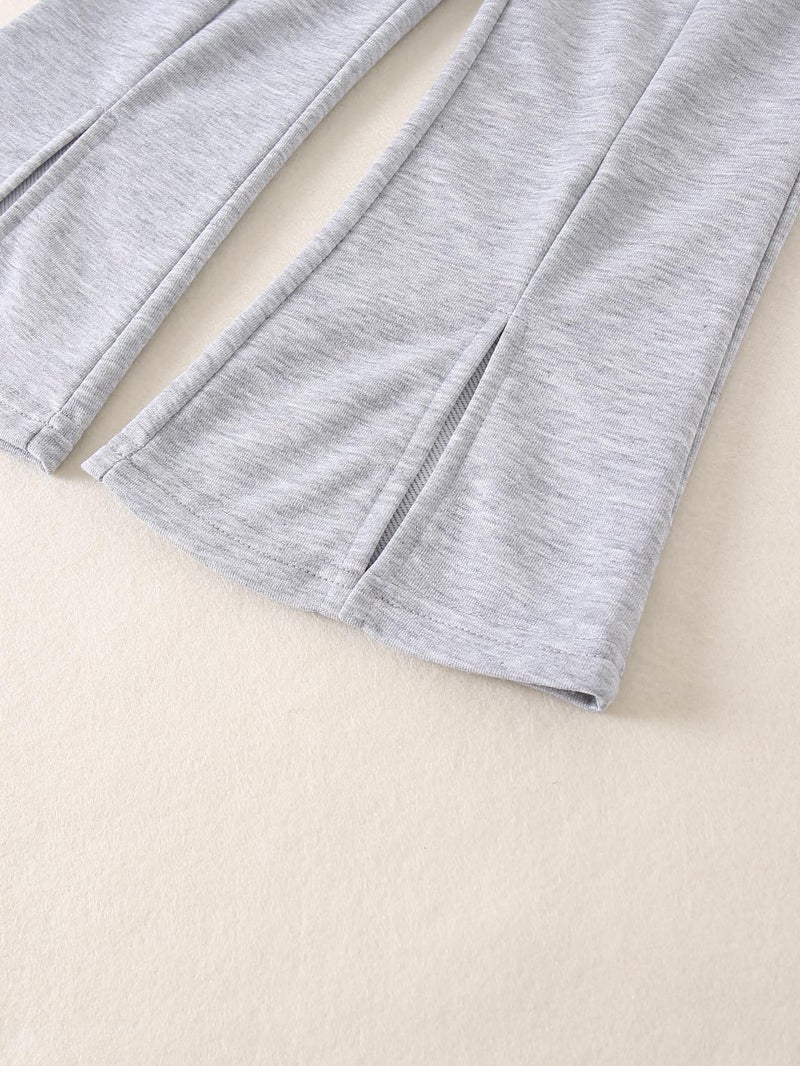 Fdqin Girls 3 Pcs Wide Leg Sweatpants Casual Elastic Waist Straight Leg Jogger Pants with Pockets Multicolor 4-5Years - Image 5