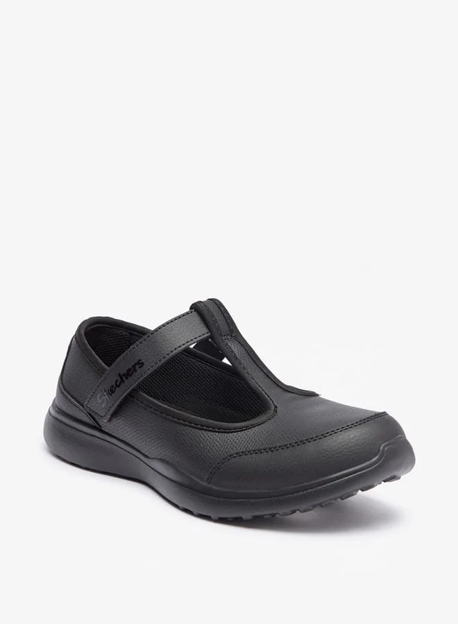 SKECHERS Girls Solid Mary Jane Shoes With Hook And Loop Closure - Microstrides