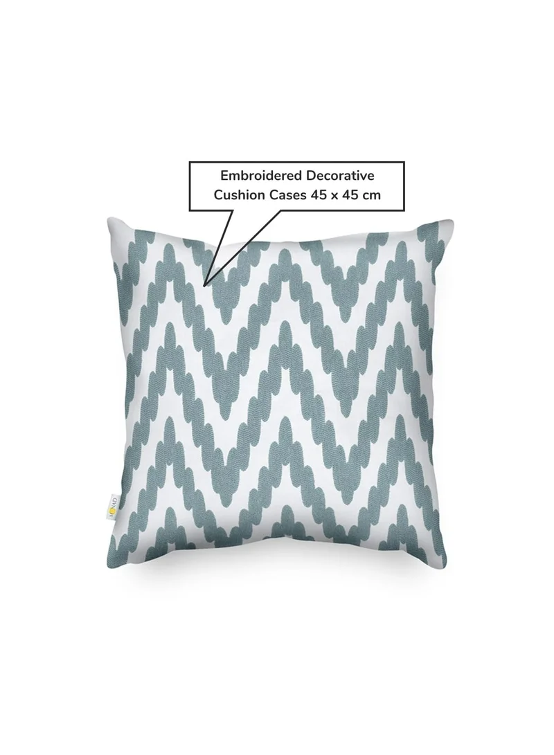 Donetella Decorative Embroidered Cushion Cover Blue/White 45x45Cm (Without Filler)