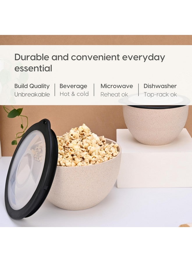 Eha Earth Friendly Mixing Bowls and Serving Bowls with Lid | Microwave Safe Bowl Set | Storage Bowls Made with Rice Husk and Bamboo Fibers | 2900ml +1600ml | Set of 2 | Sand Castle Beige - Image 4