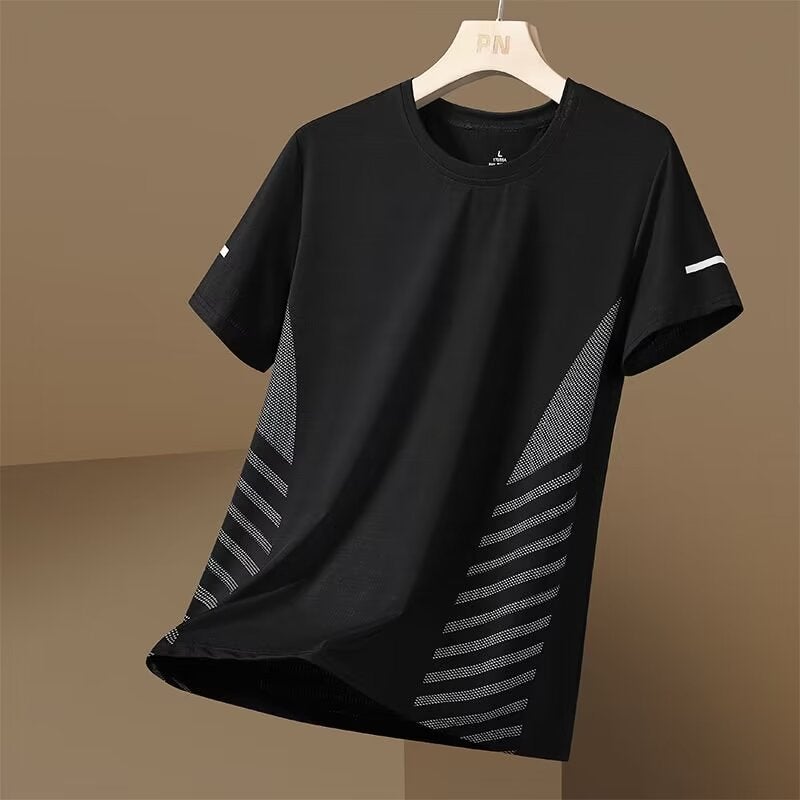 Mori Fan Clothing Ice Silk Mesh Short-Sleeved T-Shirt Men'S Korean-Style Plus Size Summer Thin Round Neck Sports Print Top - Image 4