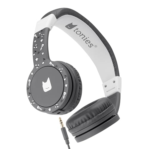 Tonies Foldable Wired Headphones for Kids - Comfortably Designed to fit On-Ear - Works with Toniebox 1 and All 3.5mm Devices - Gray - Image 1