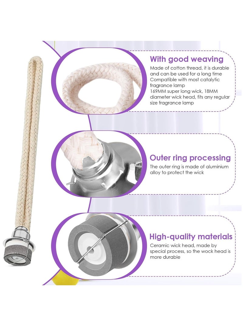 Zikra فتائل مصابيح الزيت العطرية، 2 قطع بدائل لفتائل مصابيح الزيت، فتيل لمصباح الزيت فتيل تحفيزي لموزع العطر (فضي وذهبي 18 مم) - Image 2