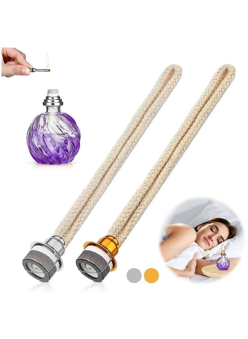 Zikra فتائل مصابيح الزيت العطرية، 2 قطع بدائل لفتائل مصابيح الزيت، فتيل لمصباح الزيت فتيل تحفيزي لموزع العطر (فضي وذهبي 18 مم) - Image 1