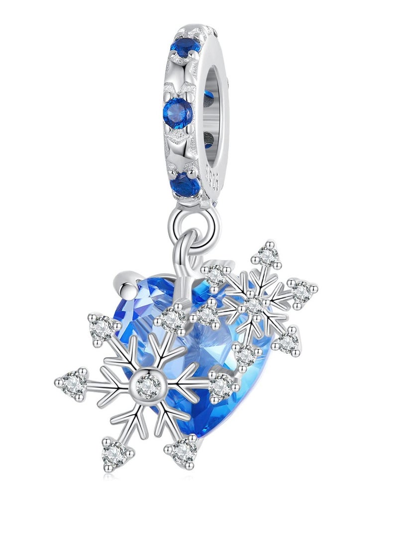Excefore 925 Sterling Silver Love Heart Charm for Charm Bracelet Winter Snowflakes DIY Jewelry Set Baby Yoda Charm Dangle Cartoon Pendants Idea Jewelry Gifts for Mom Grandma Daughter Friend Sister  - Image 1
