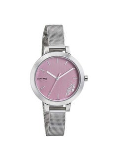 Sonata Round Shape Stainless Steel Analog Wrist Watch 8141SM12 - 32 mm - Silver  - Image 1
