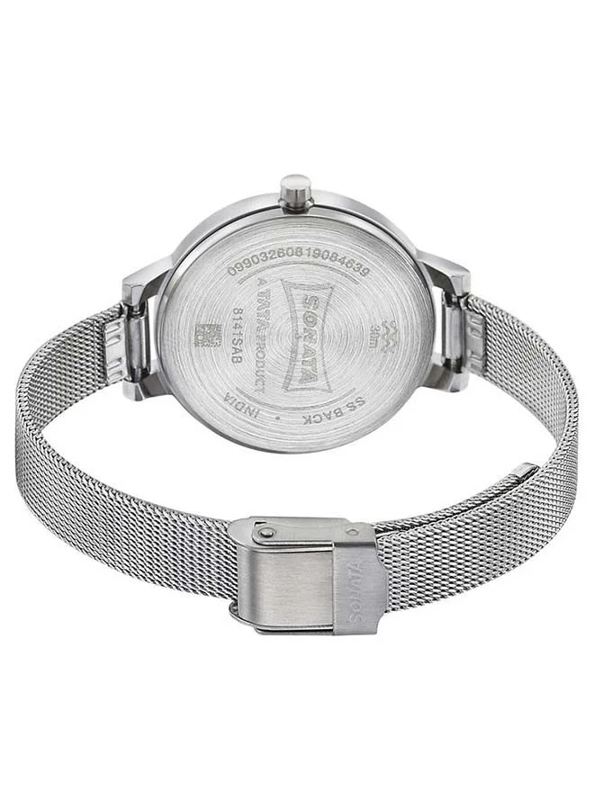 سوناتا Round Shape Stainless Steel Analog Wrist Watch 8141SM12 - 32 mm - Silver