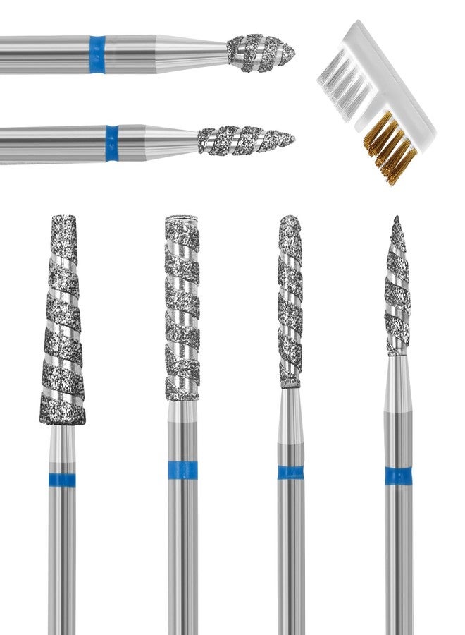 Diesisa 6 Pack Nail Drill Bits for Acrylic Nails, Diamond Carbide Nail Clipper Heads with Diamond Spiral Grooves, 3/32 Inch Cutter Attachment for Nail Preparation, Cuticle and Dead Skin Removal-Blue - Image 1