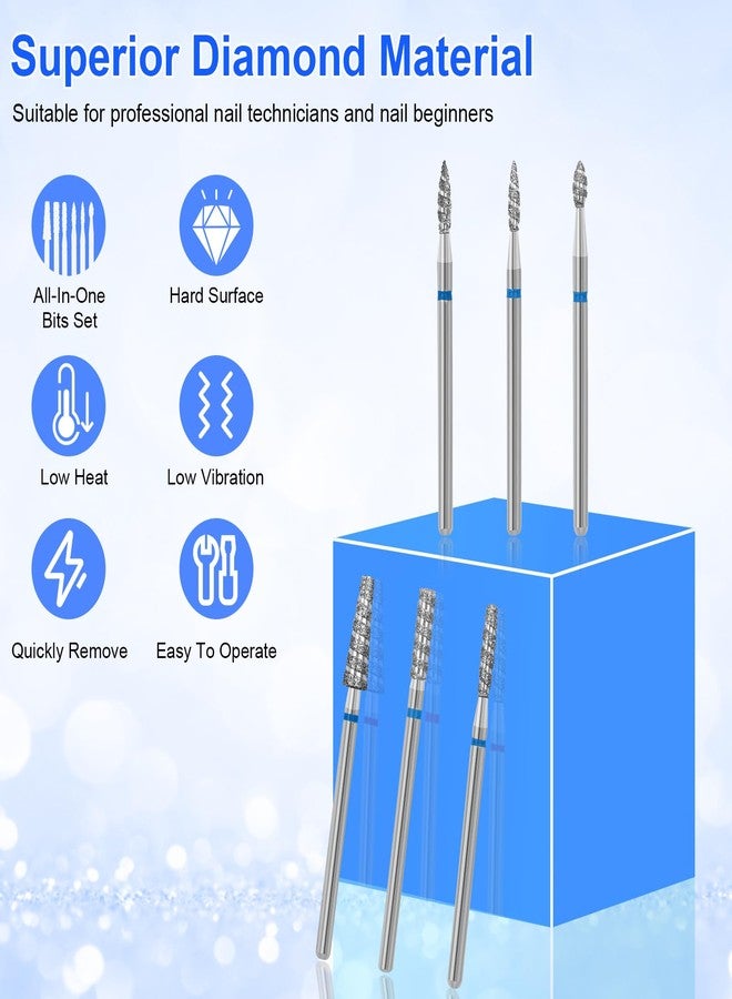 Diesisa 6 Pack Nail Drill Bits for Acrylic Nails, Diamond Carbide Nail Clipper Heads with Diamond Spiral Grooves, 3/32 Inch Cutter Attachment for Nail Preparation, Cuticle and Dead Skin Removal-Blue - Image 4