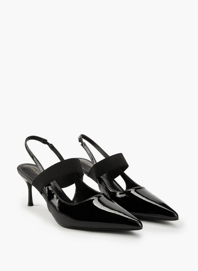 Flora Bella By Shoexpress Solid Pointed Toe Slingback Shoes with Stiletto Heels