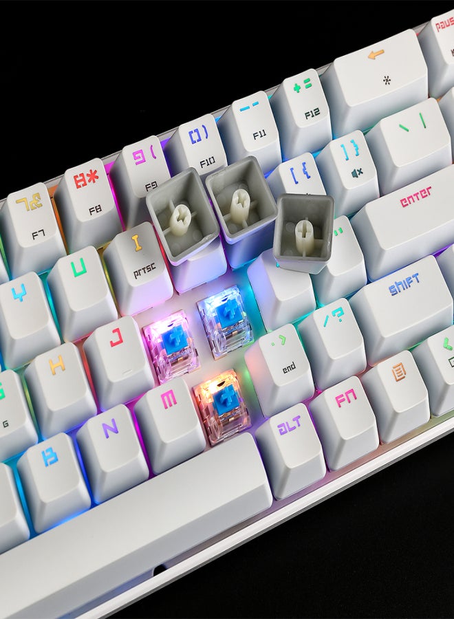 Magic-Refiner MK14 RGB Backlight Keyboard 68 Keys Metal Panel N-key Rollover Gaming Keyboard Blue Switch Floating Key-caps 18 Light Effects White - Image 4