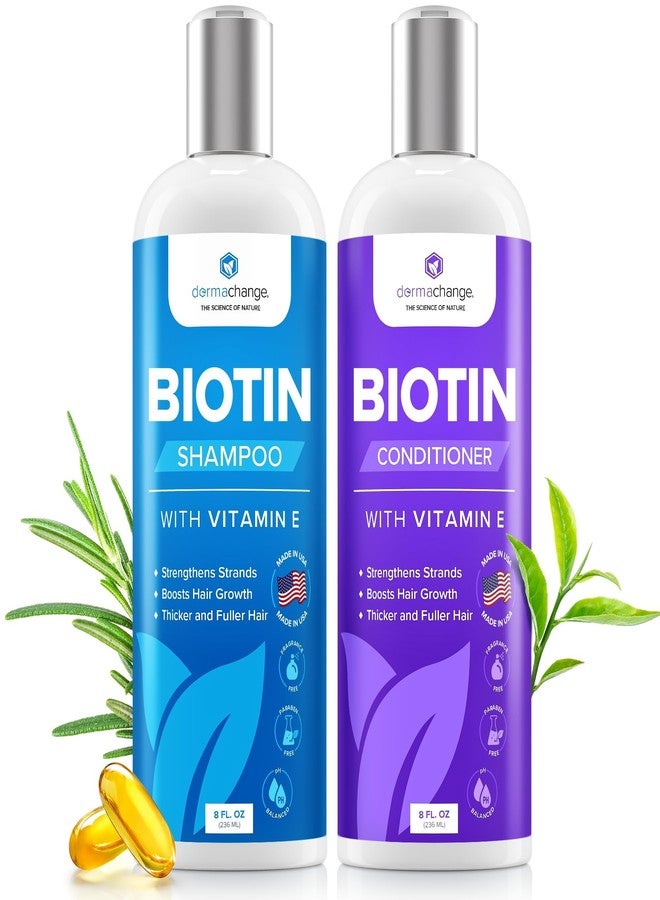 dermachange Hair Growth Biotin Shampoo and Conditioner - Deep Hydrating Conditioner for Dry Damaged Hair, Sulfate Free & Volumizing - 2 Pack, 8oz - Image 1