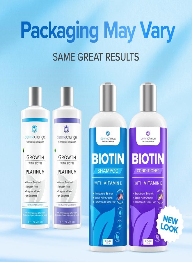 dermachange Hair Growth Biotin Shampoo and Conditioner - Deep Hydrating Conditioner for Dry Damaged Hair, Sulfate Free & Volumizing - 2 Pack, 8oz - Image 2
