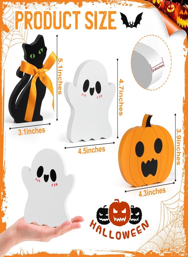 COCHIE Cute Halloween Tiered Tray Decorations Indoor, Ghost Wooden Decor Pumpkin Blocks Signs for Party Home Decoration (Set of 3) - Image 2
