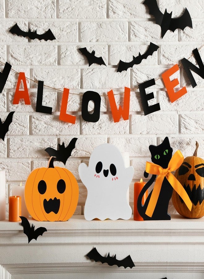 COCHIE Cute Halloween Tiered Tray Decorations Indoor, Ghost Wooden Decor Pumpkin Blocks Signs for Party Home Decoration (Set of 3) - Image 4