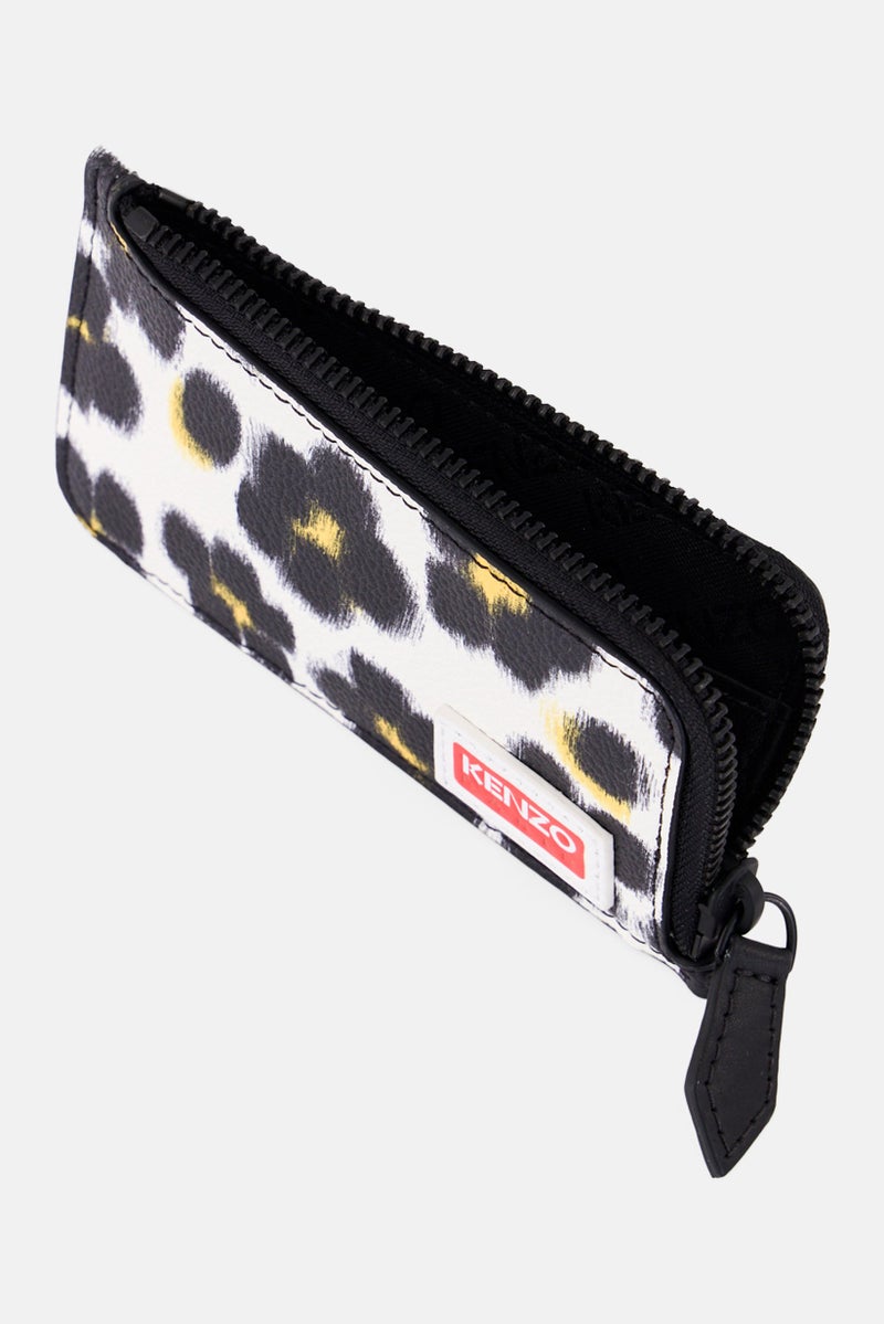 Kenzo Men Leather Floral Print Zip Card Holder, Multicolor  - Image 3