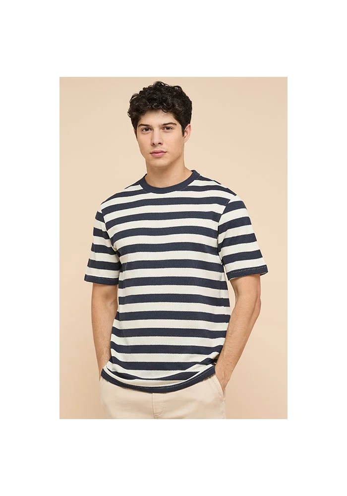 Striped T-Shirt with Crew Neck and Short Sleeves