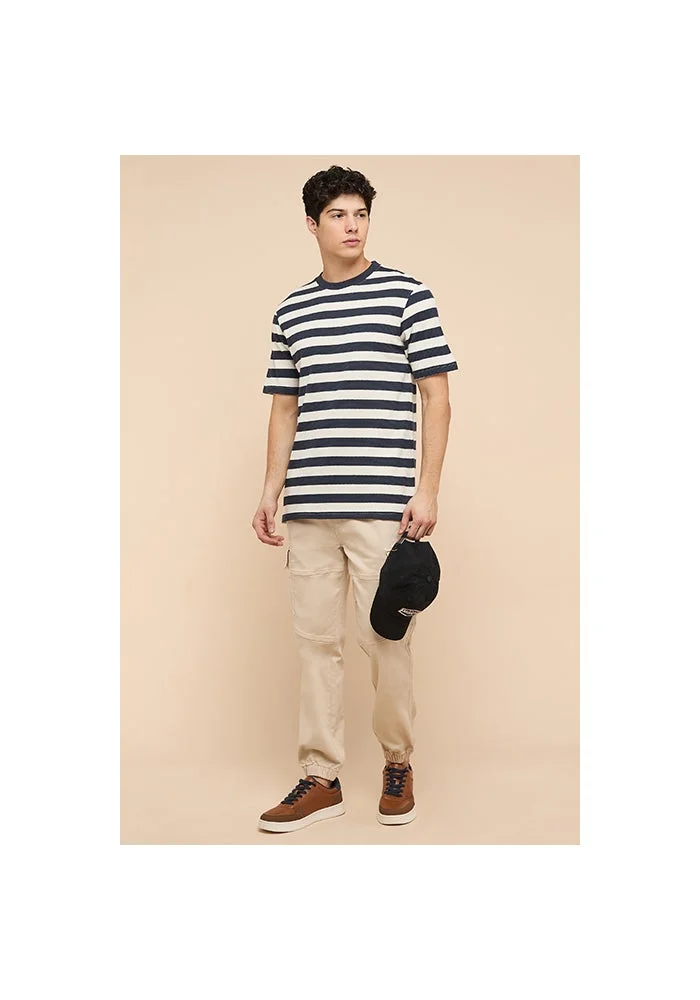 R&b  Striped T-Shirt with Crew Neck and Short Sleeves for Men | Best Price UAE
