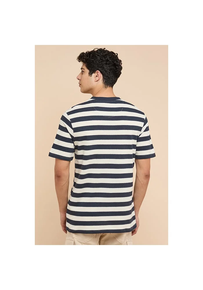 R&b  Striped T-Shirt with Crew Neck and Short Sleeves for Men | Best Price UAE
