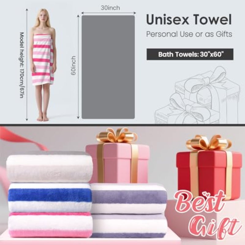 Microfiber Bath Towels,,30" x 60", Hanging Loop, Lint Free, Oversized, Soft, Super Absorbent, Fast Drying, Perfect for Shower, Sauna, Gym, Sports, Fitness, Yoga - Image 3