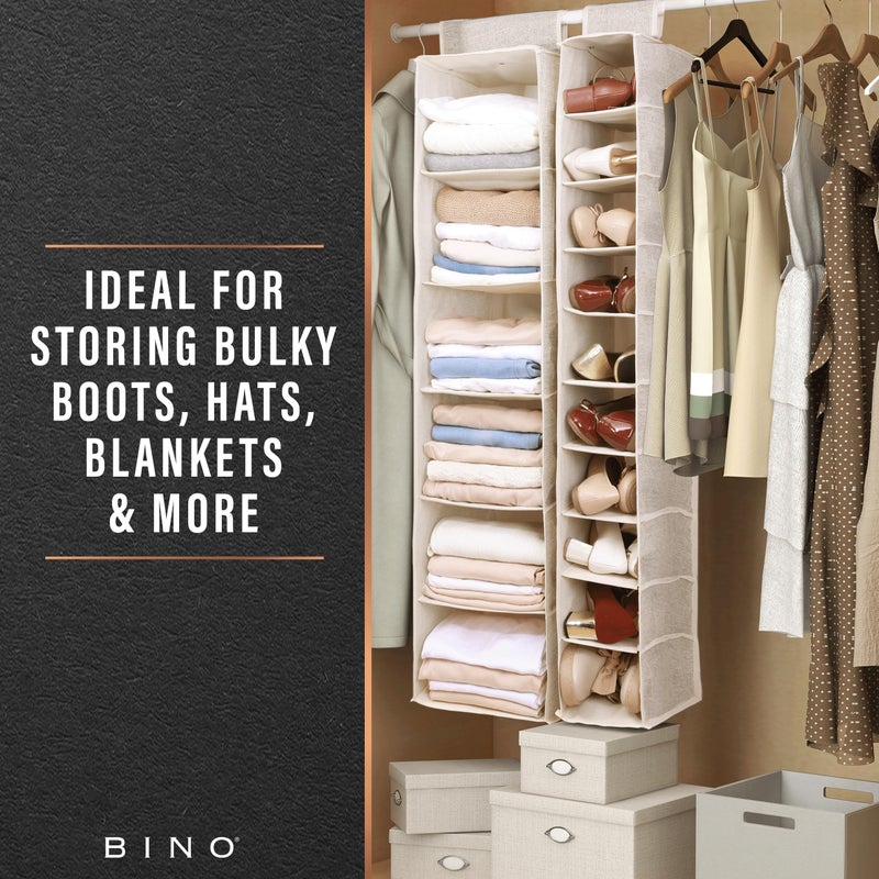 BINO 6-Shelf Sweater Closet Organizer - Beige | Closet Hanging Organizer for Bedroom | Sweater Storage Organizers | Hanging Shelves | Portable Closets for Clothes | Room Essentials - Image 5