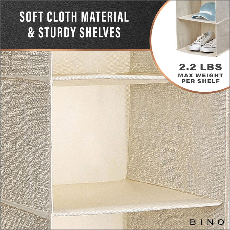 BINO 6-Shelf Sweater Closet Organizer - Beige | Closet Hanging Organizer for Bedroom | Sweater Storage Organizers | Hanging Shelves | Portable Closets for Clothes | Room Essentials - Image 4