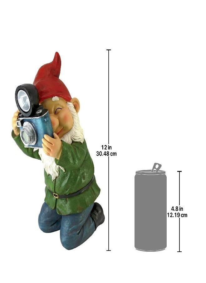 Design Toscano Design Toscano QM2779900 Solar Garden Gnome Statue - Smile for Me - Outdoor Garden Gnomes - Lawn Gnome Statues,full color  - Image 1