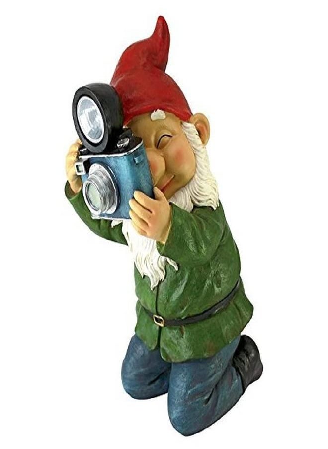 Design Toscano Design Toscano QM2779900 Solar Garden Gnome Statue - Smile for Me - Outdoor Garden Gnomes - Lawn Gnome Statues,full color  - Image 2