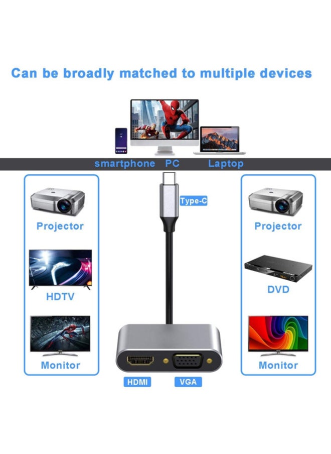 Chixing - USB C to HDMI VGA Adapter, Type C to HDTV VGA Adapter Thunderbolt 3 VGA Adapter for MacBook Pro/iPad Pro/Air 2020 2019 2018,Dell XPS 13/15,Surface Pro, Galaxy S8/S9, Huawei P20 - Image 1