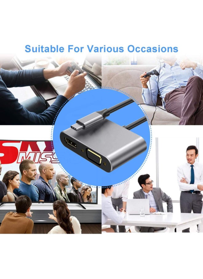 Chixing - USB C to HDMI VGA Adapter, Type C to HDTV VGA Adapter Thunderbolt 3 VGA Adapter for MacBook Pro/iPad Pro/Air 2020 2019 2018,Dell XPS 13/15,Surface Pro, Galaxy S8/S9, Huawei P20 - Image 1