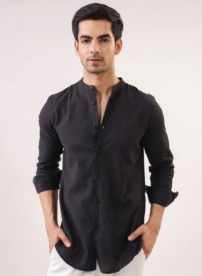 ترولوم قميص قطن سادة بقصة عادية للرجال