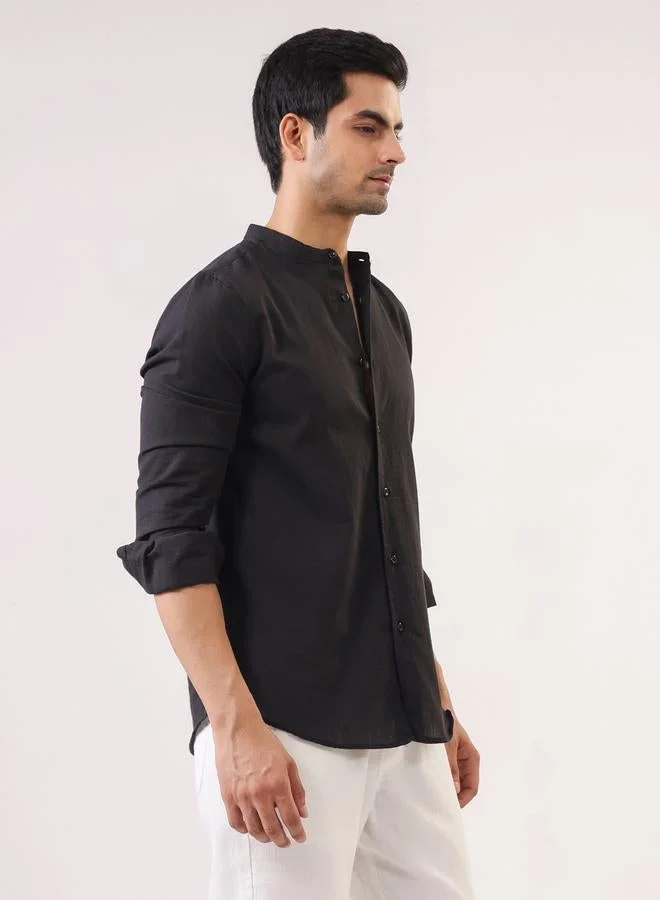 ترولوم قميص قطن سادة بقصة عادية للرجال